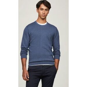 Tommy Hilfiger Signature Logo Crewneck Sweater Blue Large